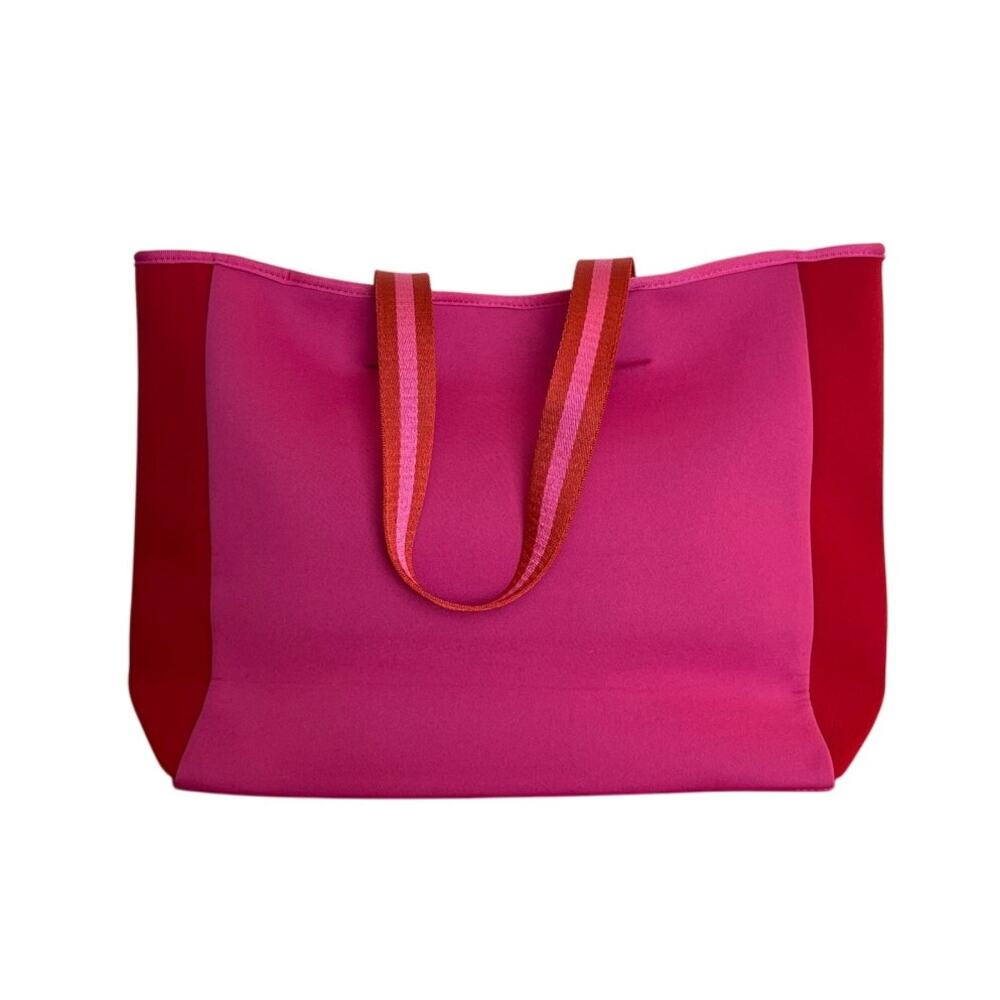 Summersalt The Perfect Beach Tote Red Pink Neoprene Water Resistant Pool NWOT